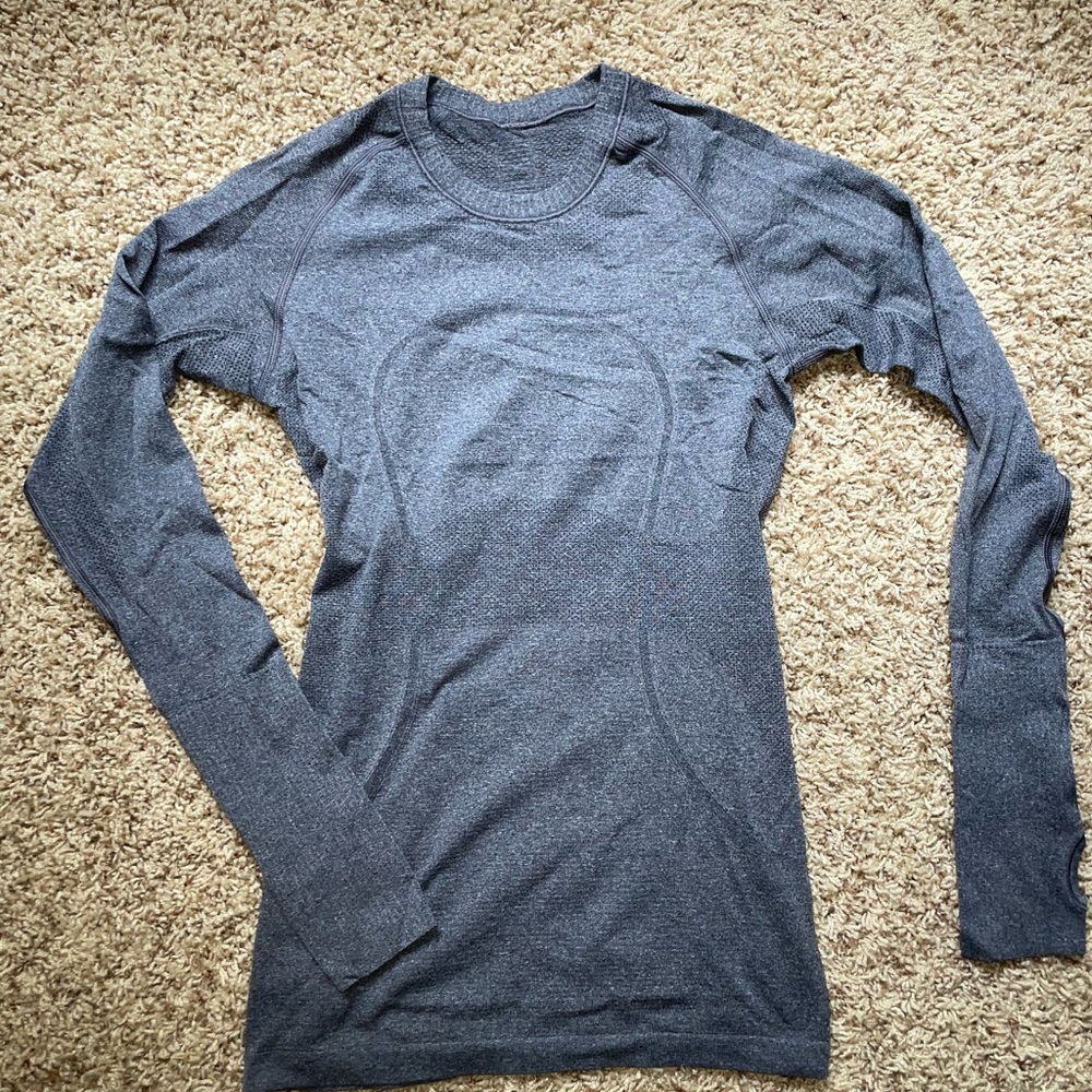 Gray Long Sleeve Lululemon Running Shirt